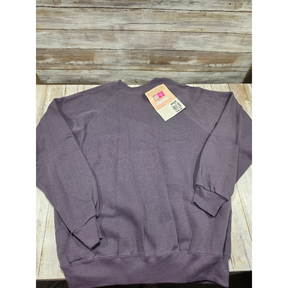 Vintage Hanes Her Way Sweatshirt Medium Faded Violet Purple 90s Raglan NWT